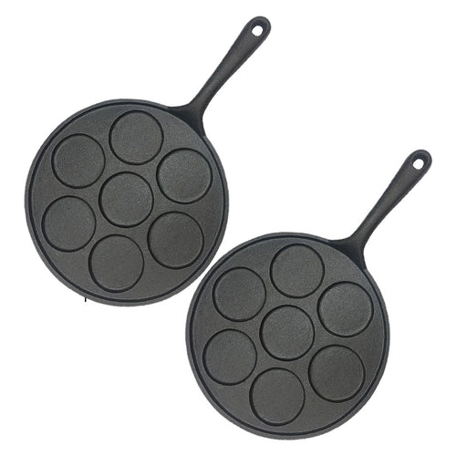 SOGA 2X Cast Iron Takoyaki Fry Pan 7 Hole Grill Mold 23cm