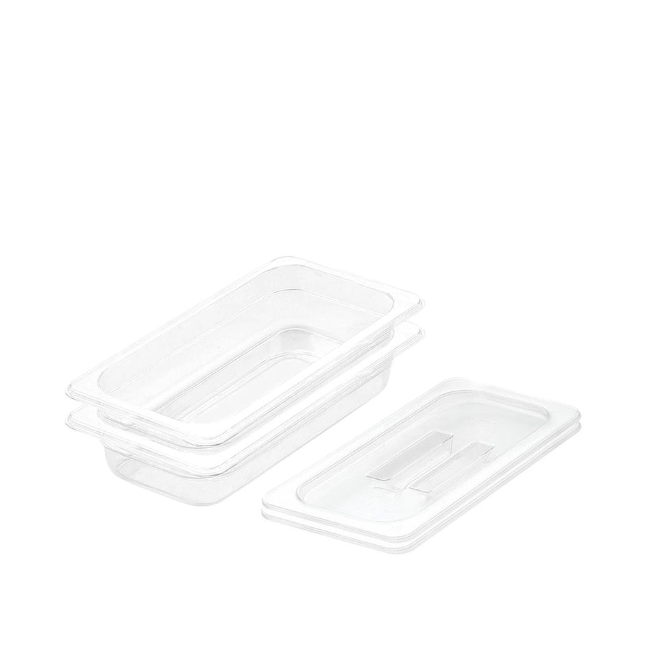 SOGA 65mm Clear Gastronorm GN Pan 1/3 Food Tray Storage Bundle of 2 with Lid