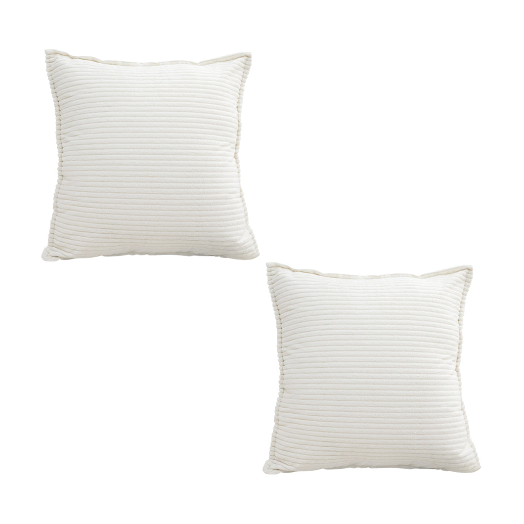 SOGA 2-Pack 50cm Beige Corduroy Wabi-Sabi Striped Throw Pillows