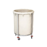 SOGA Stainless Steel Commercial Round Soiled Linen Laundry Trolley Cart with Wheels White