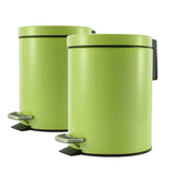 SOGA 2X Foot Pedal Stainless Steel Rubbish Recycling Garbage Waste Trash Bin Round 12L Green