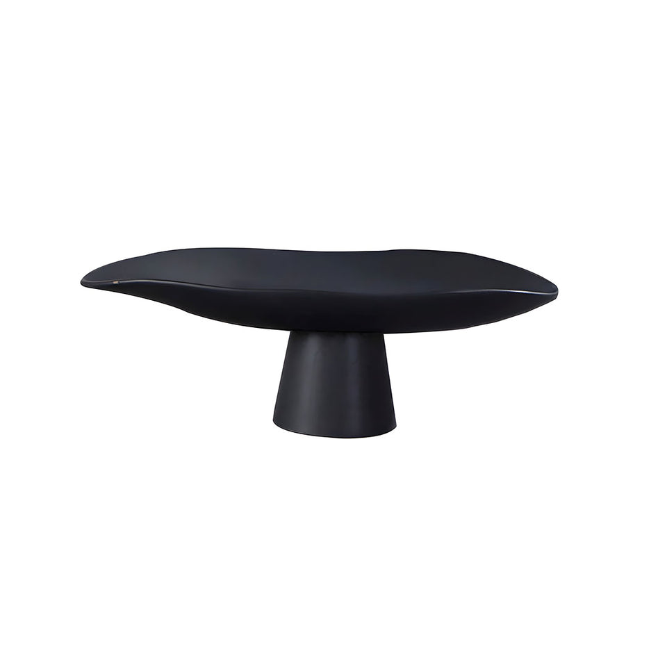 SOGA 31cm Black Ceramic Decorative Plate on Pedestal Stand