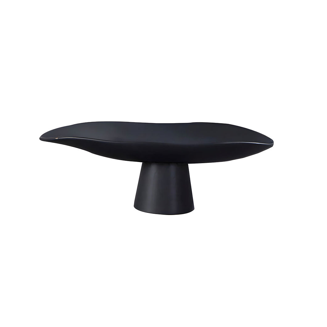 SOGA 31cm Black Ceramic Decorative Plate on Pedestal Stand