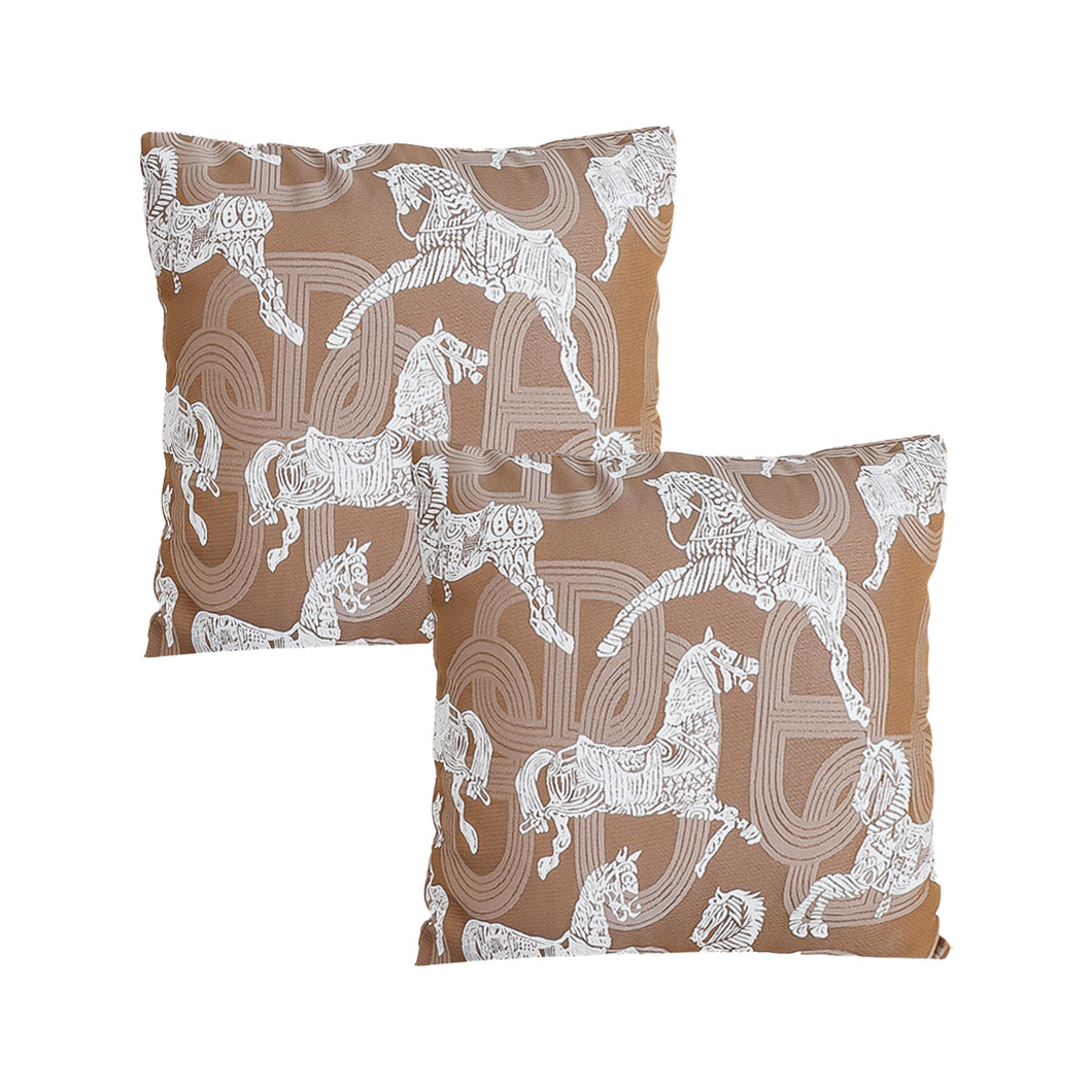 SOGA 2X 50cm Bohemian Camel Brown White Horse Pattern Throw Pillow