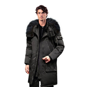 SOGA Black Winter Fur Hooded Down Jacket Stylish Lightweight Quilted Warm Puffer Coat
