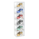 SOGA 6 Tier Transparent Portable Shoe Organiser Sneaker Footwear Folding Plastic Bin Stackable Storage Box with Magnetic Door