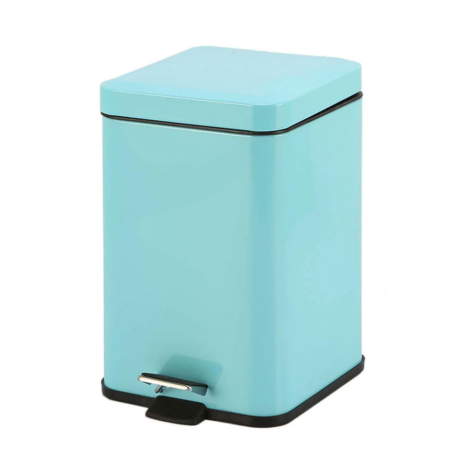 SOGA Foot Pedal Stainless Steel Rubbish Recycling Garbage Waste Trash Bin Square 6L Blue