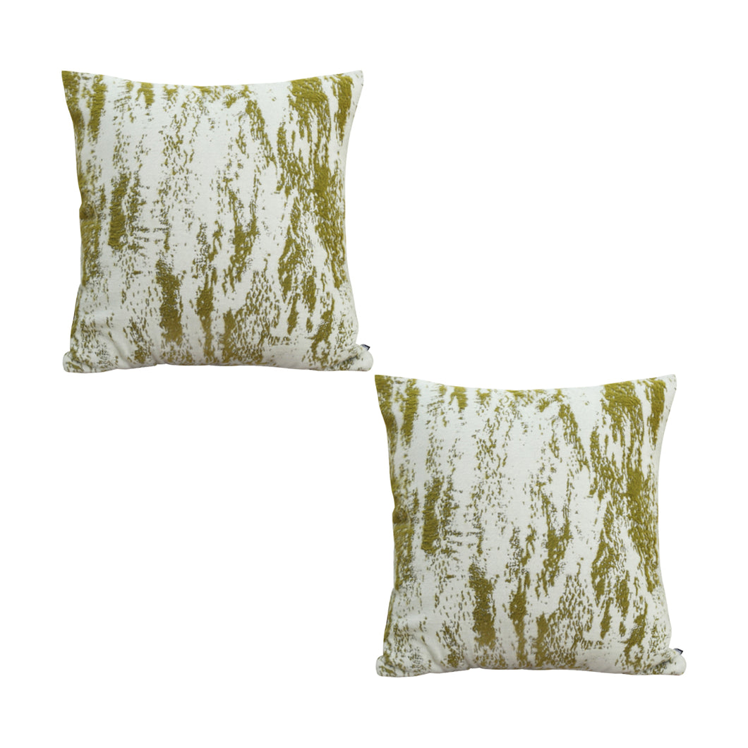 SOGA 2X 50cm Throw Pillow White and Olive Green Deluxe Polyester Fiber and Cotton for Home Decor