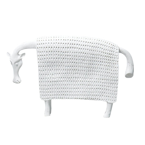 SOGA 24cm White Cow Sculpture with Dotted Pattern in Resin for Modern Home Decor