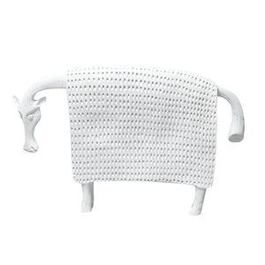 SOGA 24cm White Cow Sculpture with Dotted Pattern in Resin for Modern Home Decor