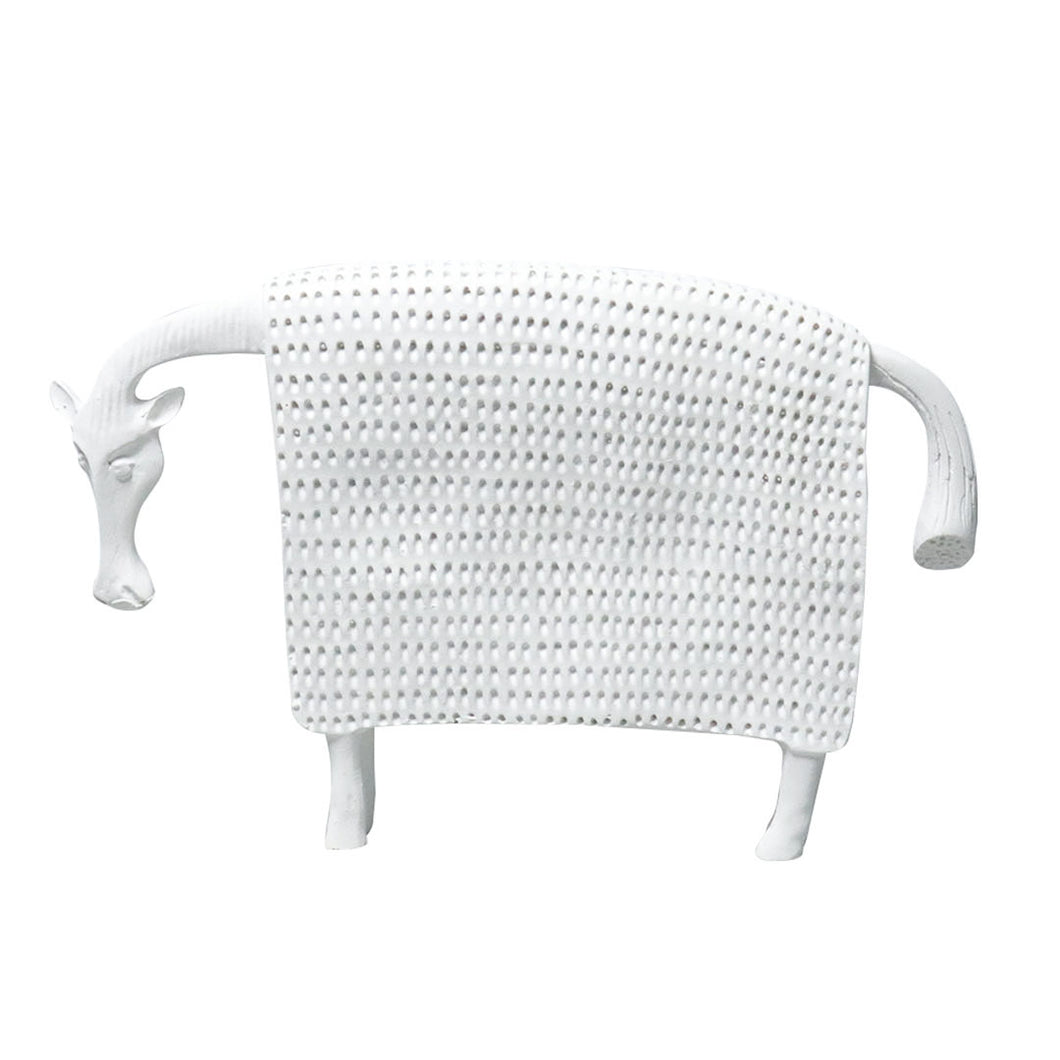 SOGA 24cm White Cow Sculpture with Dotted Pattern in Resin for Modern Home Decor