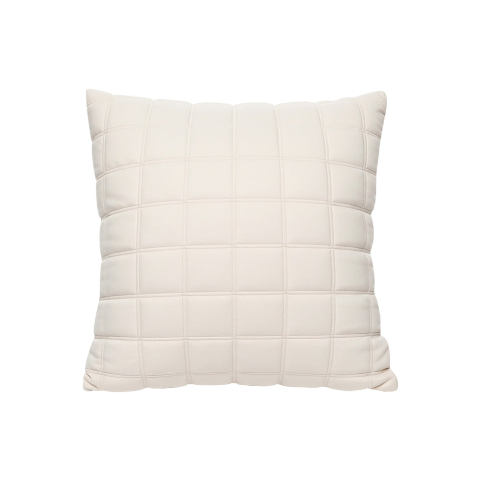 SOGA 50cm Beige Quilted Grid Pattern Decorative Throw Pillow