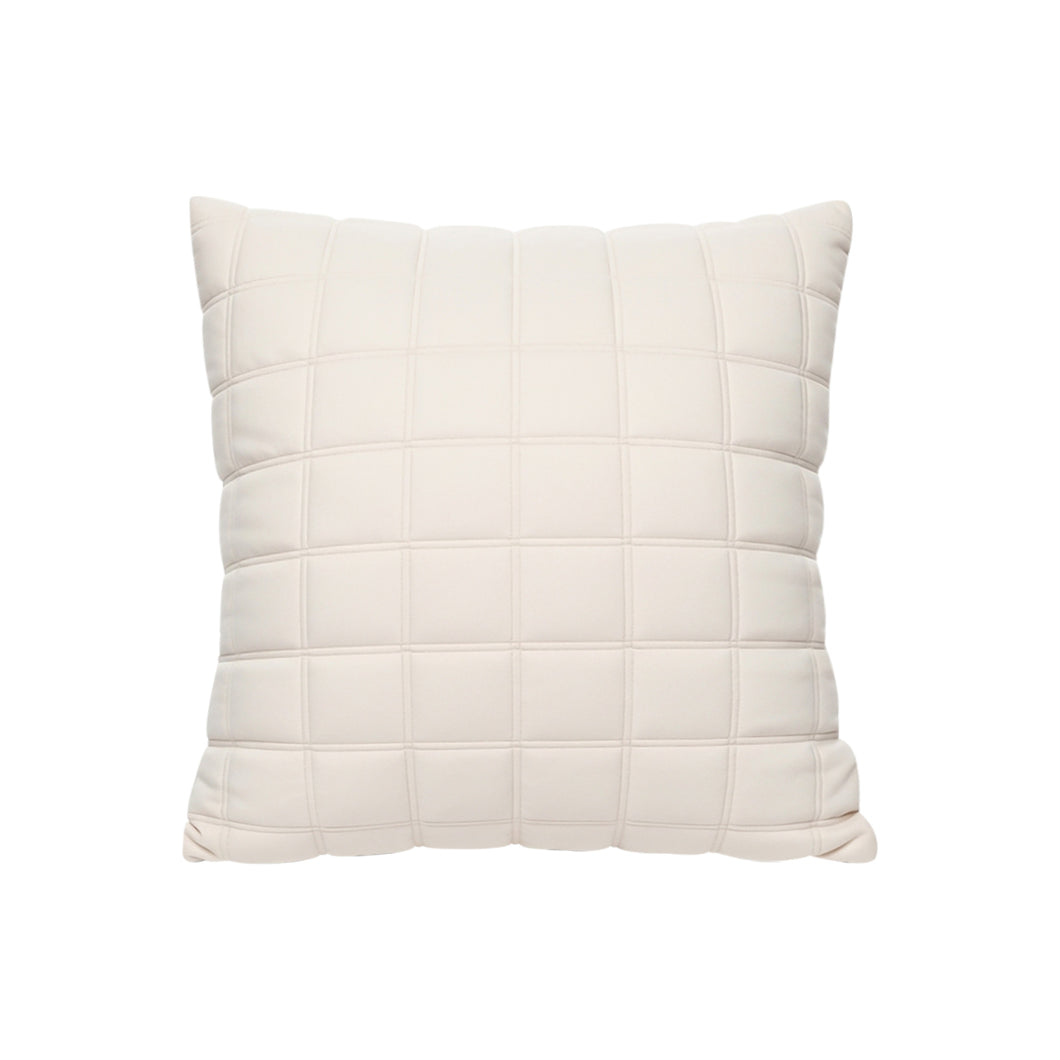 SOGA 50cm Beige Quilted Grid Pattern Decorative Throw Pillow