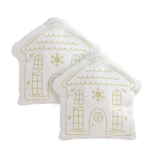SOGA 2X 45cm Festive White Christmas House Shaped Holiday Throw Pillow