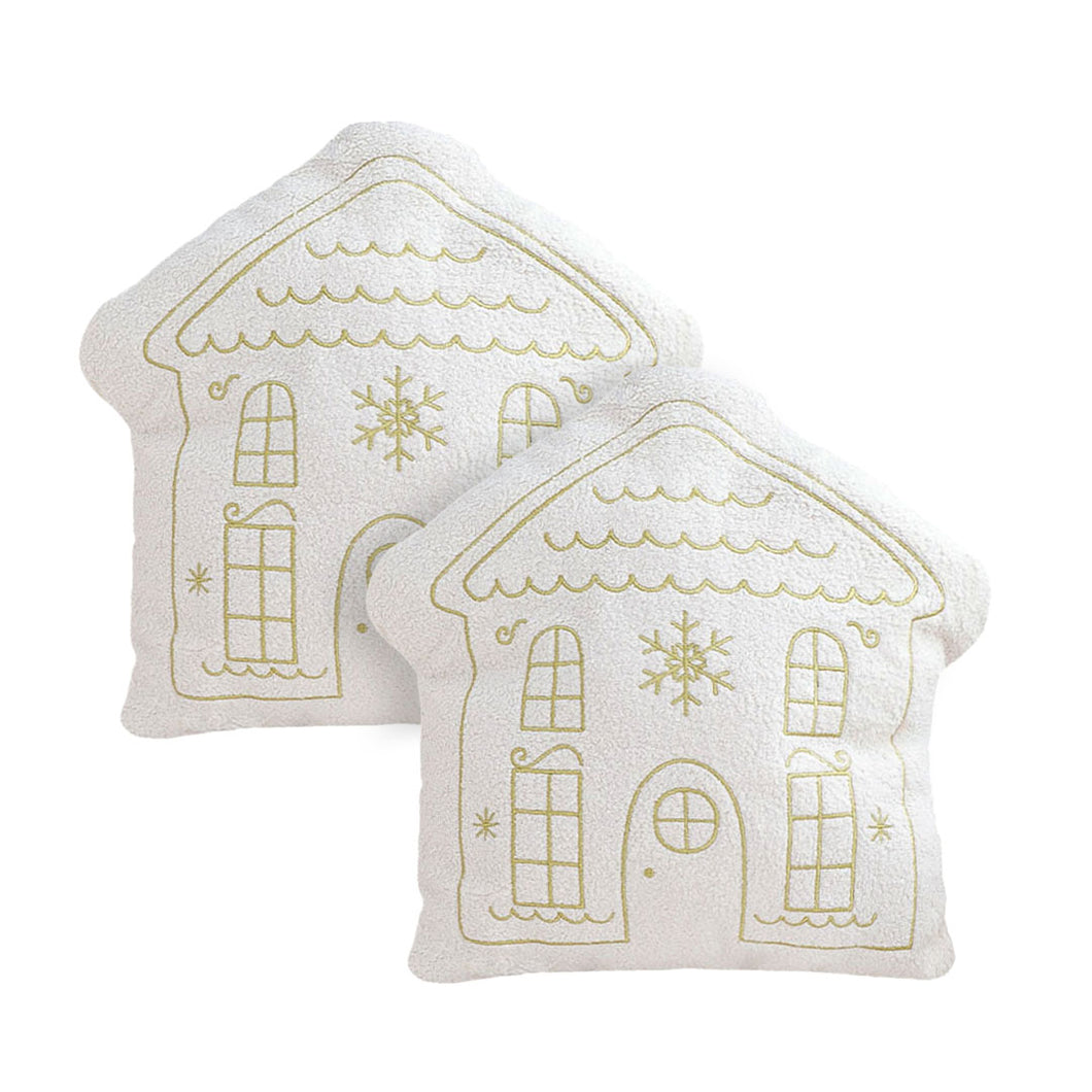 SOGA 2X 45cm Festive White Christmas House Shaped Holiday Throw Pillow