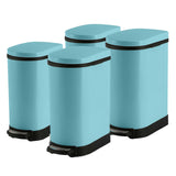 SOGA 4X Stainless Steel Foot Pedal Bin U Shape Blue 10L