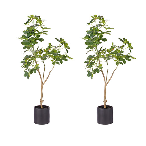 SOGA 2X 120cm Artificial Natural Green Schefflera Dwarf Umbrella Tree Fake Tropical Indoor Plant Home Office Decor