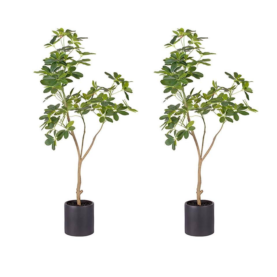 SOGA 2X 120cm Artificial Natural Green Schefflera Dwarf Umbrella Tree Fake Tropical Indoor Plant Home Office Decor