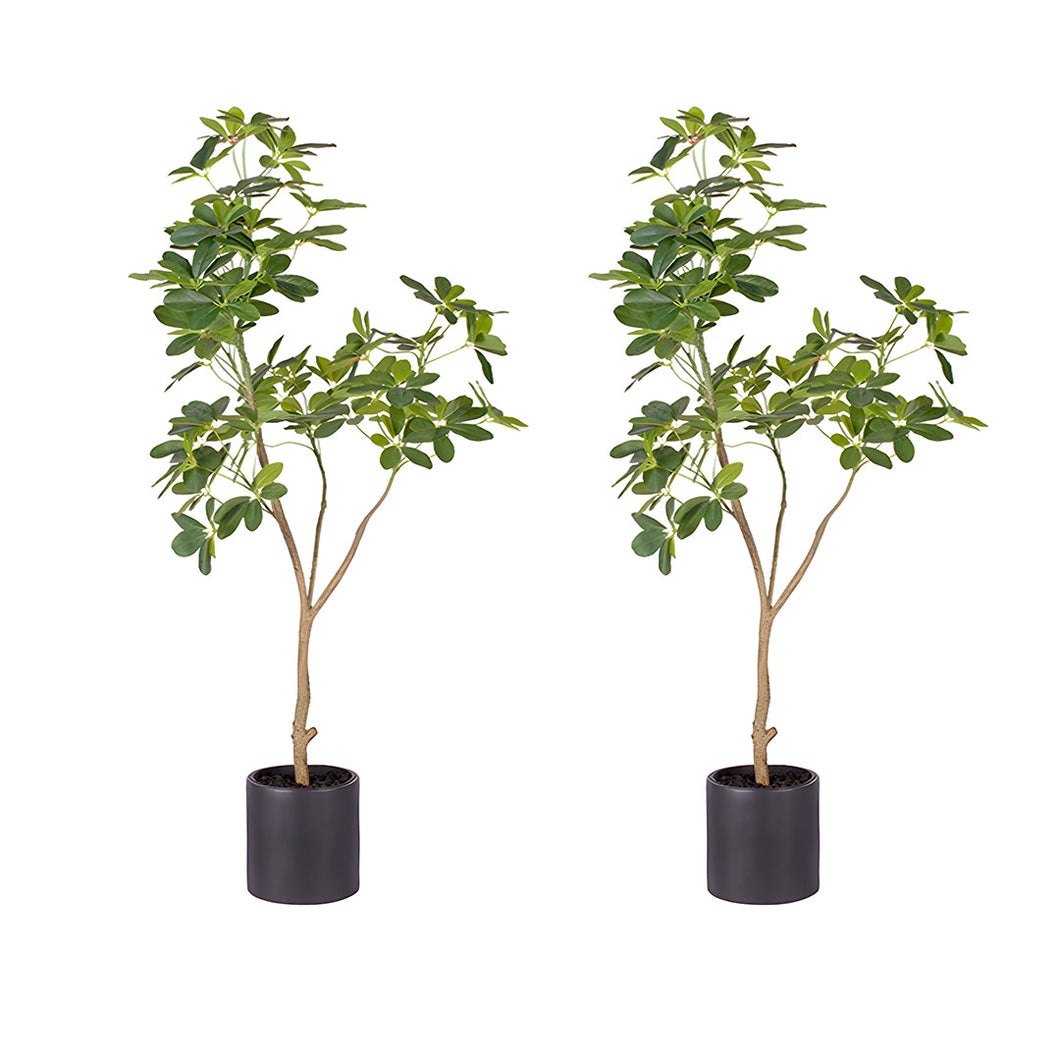 SOGA 2X 120cm Artificial Natural Green Schefflera Dwarf Umbrella Tree Fake Tropical Indoor Plant Home Office Decor
