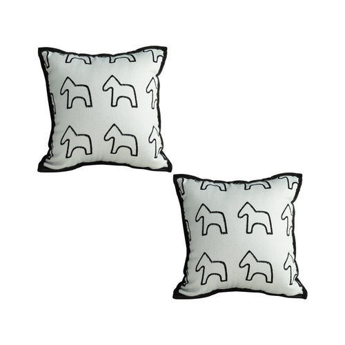 SOGA 2-Pack 45cm White Teddy Fleece Pony Design Throw Pillows