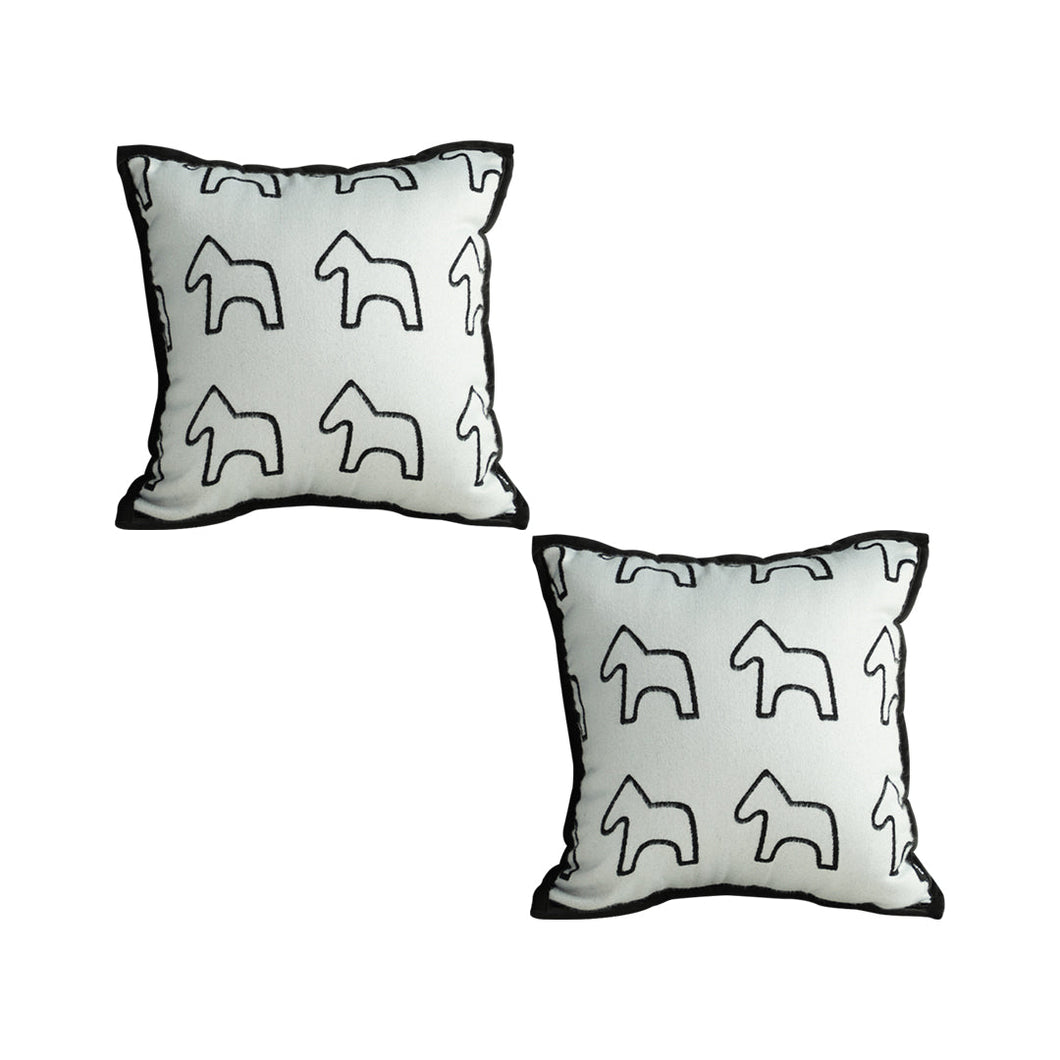SOGA 2-Pack 45cm White Teddy Fleece Pony Design Throw Pillows
