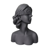 SOGA 36cm Black Resin Sculpture Blindfold Lady Bust Design for Home Decor