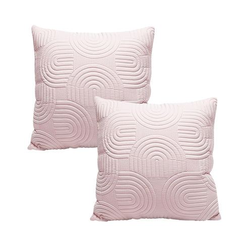 SOGA 2X 50cm Pink Textured Geometric Pattern Decorative Throw Pillow