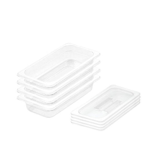 SOGA 65mm Clear Gastronorm GN Pan 1/3 Food Tray Storage Bundle of 4 with Lid