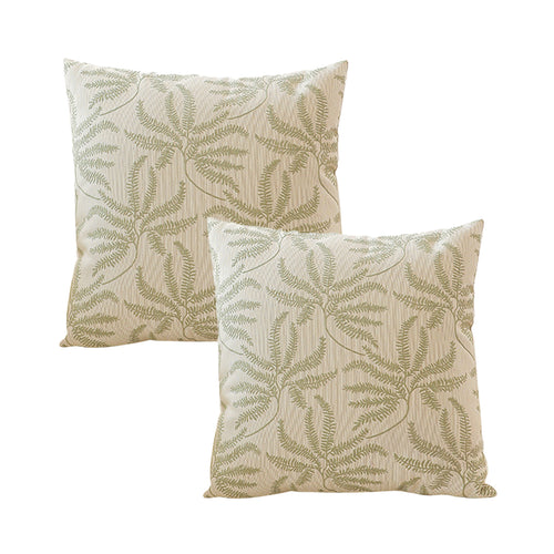 SOGA 2X 50cm Botanical Green Fern Leaf Embroidered Decorative Throw Pillow