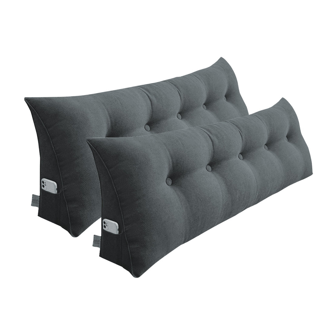 SOGA 2X 100cm Dark Grey Triangular Wedge Bed Pillow Headboard Backrest Bedside Tatami Cushion Home Decor