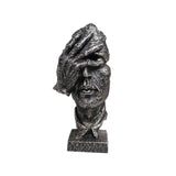 SOGA 30cm Black Resin Sculpture Covered Eyes Face Design Modern Art for Home Decor