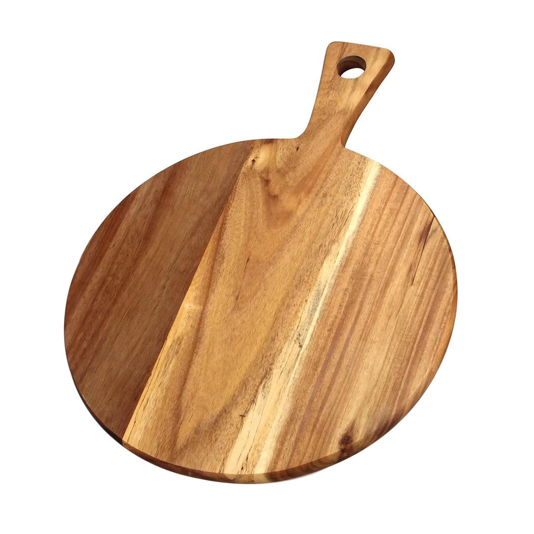 SOGA 42cm Round Premium Wooden Acacia Cutting Board Charcuterie Paddle