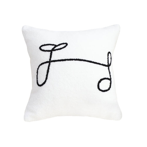 SOGA 45cm Minimalist White Script Letter Embroidered Throw Pillow