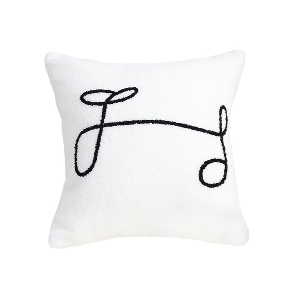 SOGA 45cm Minimalist White Script Letter Embroidered Throw Pillow