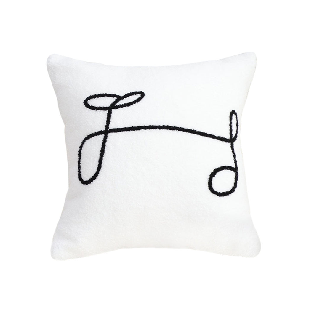 SOGA 45cm Minimalist White Script Letter Embroidered Throw Pillow