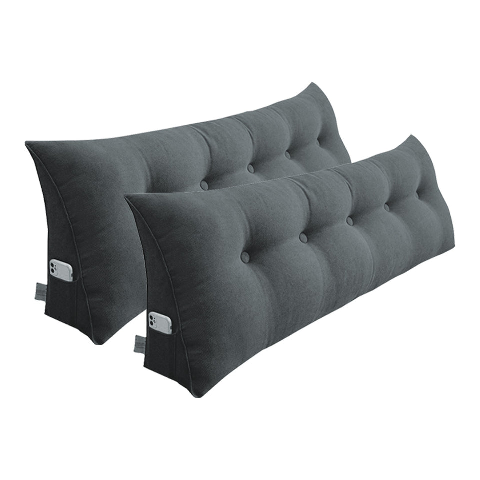 SOGA 2X 150cm Dark Grey Triangular Wedge Bed Pillow Headboard Backrest Bedside Tatami Cushion Home Decor