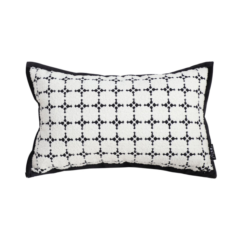 SOGA 35cm Moroccan Black Cross Pattern Black Trim Decorative Throw Pillow