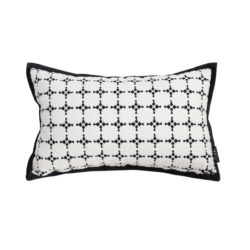SOGA 35cm Moroccan Black Cross Pattern Black Trim Decorative Throw Pillow