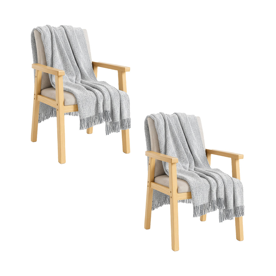 SOGA 2X Soft  Light Beige Tassel Throw Blanket 160x200cm Soft Polyester