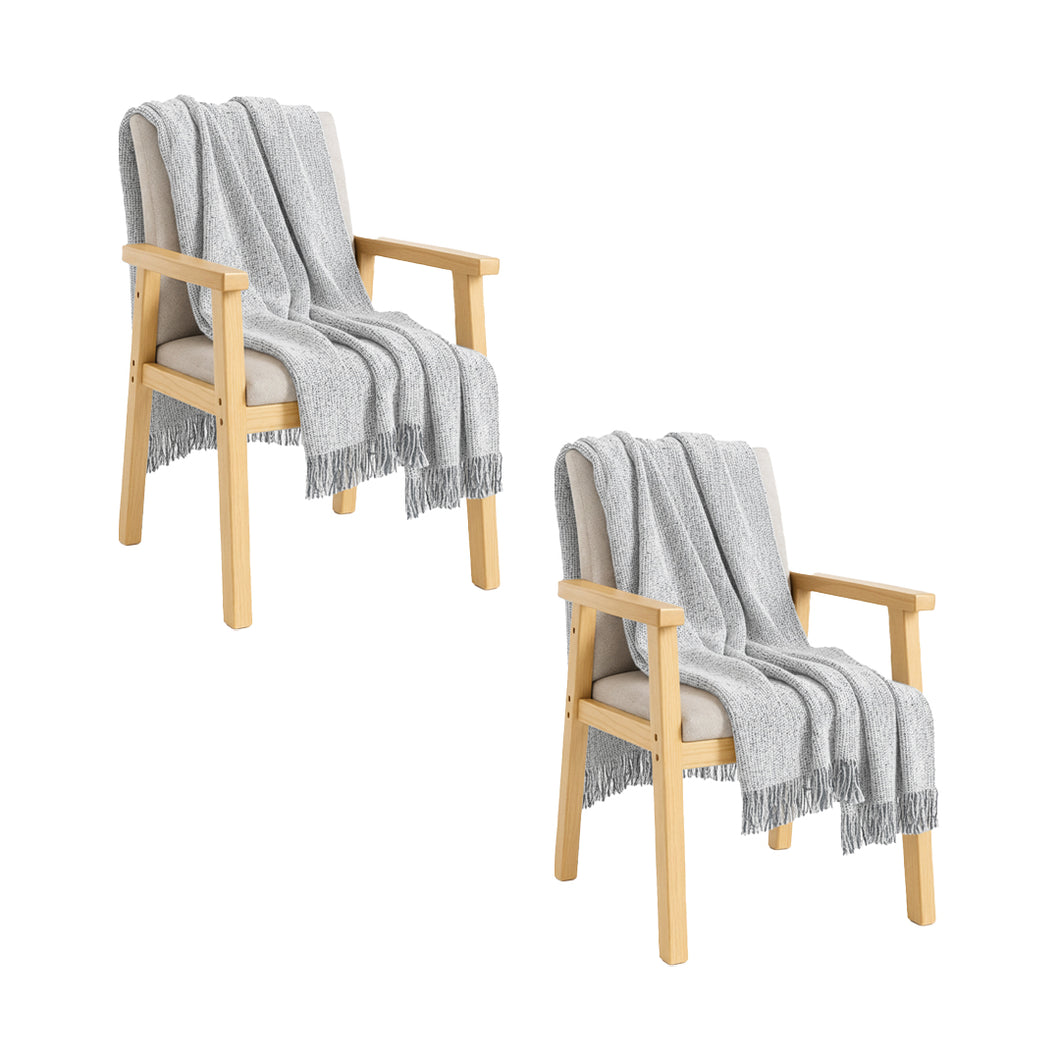 SOGA 2X Soft  Light Beige Tassel Throw Blanket 160x200cm Soft Polyester