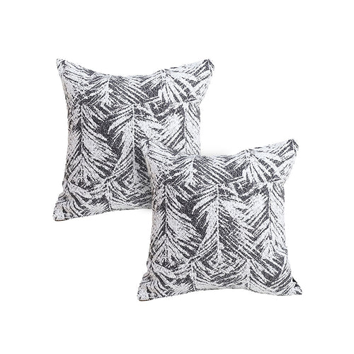 SOGA 2X 50cm Modern Charcoal Palm Leaf Print Contemporary Throw Pillow