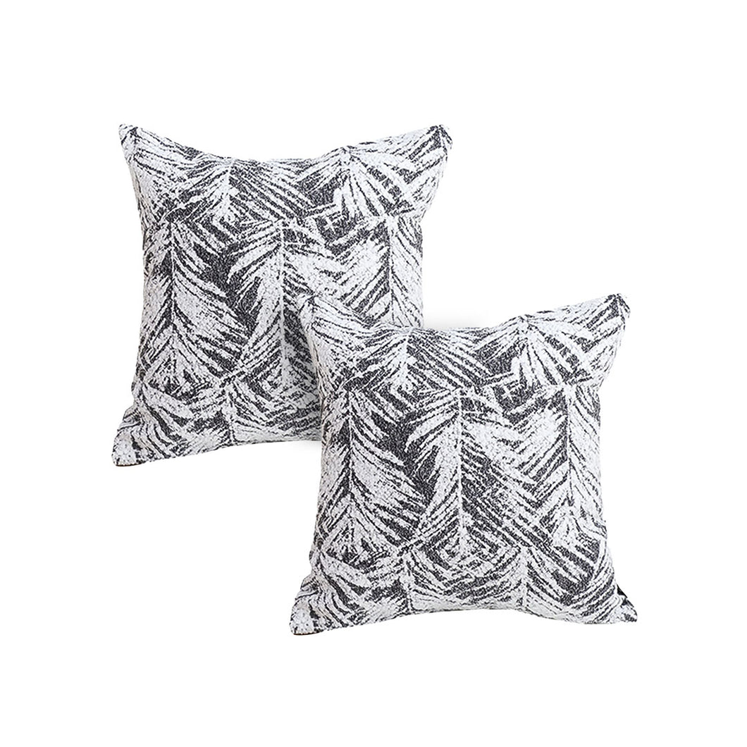 SOGA 2X 50cm Modern Charcoal Palm Leaf Print Contemporary Throw Pillow