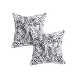 SOGA 2X 50cm Modern Charcoal Palm Leaf Print Contemporary Throw Pillow