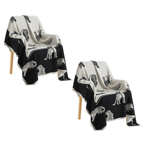 SOGA 2X Black Cream Animal Print Throw Blanket 130x180cm Acrylic