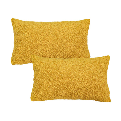 SOGA 2X Boucle Textured Cushion 30x50cm Mustard Yellow Soft Cozy Decorative Throw Pillow