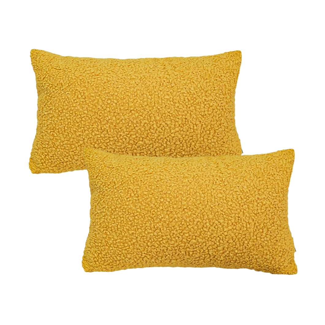 SOGA 2X Boucle Textured Cushion 30x50cm Mustard Yellow Soft Cozy Decorative Throw Pillow