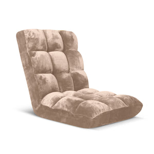 SOGA Floor Recliner Folding Lounge Sofa Futon Couch Folding Chair Cushion Light Apricot