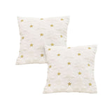 SOGA 2X 45cm Celestial Cream Textured Gold Star Pattern Throw Pillow