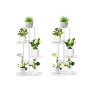 SOGA 2-Pack 4-Tier 5-Pot White Metal Plant Rack Flowerpot Display Stand