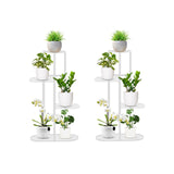 SOGA 2-Pack 4-Tier 5-Pot White Metal Plant Rack Flowerpot Display Stand
